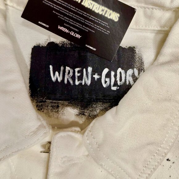 Wren + Glory - Rare White Denim - “It’ll Be All Right” - hand painted with - Picture 6 of 9